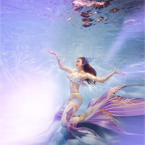 Mermaid super long thickened fish tail sequin swimsuit mermaid no Monofin swimming summer cosplay custom performance costume