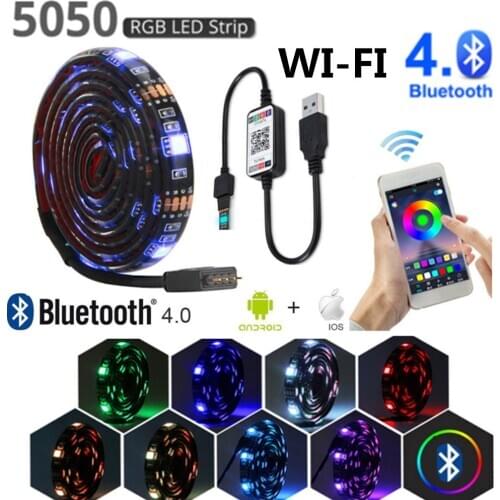 Wifi led strip light waterproof usb 5V RGB SMD5050 waterproof Flexible neon light Tape for pc TV LED Lamp app Bluetooth control