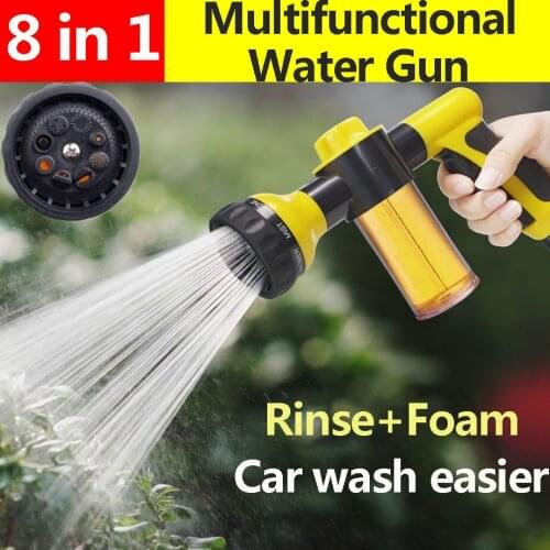 High Pressure Water Gun 8 In 1 Jet Spray Gun Washing Tool Soap Dispenser Garden Water Hose Nozzle Car Wash Gun Gardening Tools