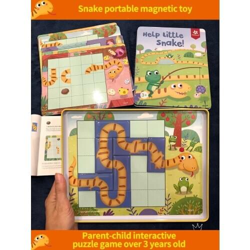 Xibao childrens travel portable educational toy greedy snake magnetic puzzle board game thinking training game 3456 years old