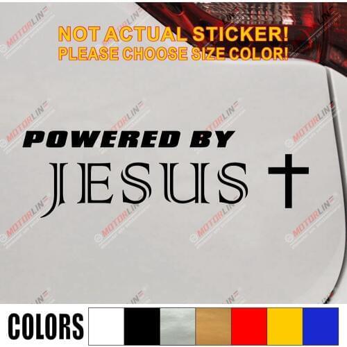 Powered by Jesus God Cross Funny Car Vinyl Decal Bumper Sticker Fit for Benz VW BMW Ford Honda etc,pick color and size