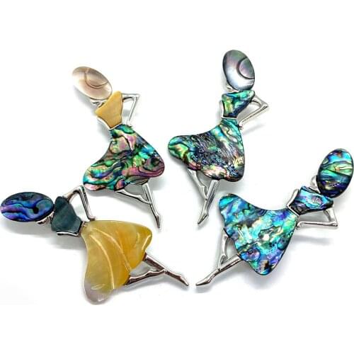 Charm Abalone Shell Womens Brooch Pin Pendant Necklace Accessories Japanese Fashion Women Irregular Shape Can Wholesale 37x86mm