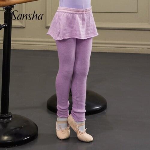 Sansha Autumn Winter Girls Long Pants With Skirt Elastic Waistband Warm Up Dance Pants 81AG0008