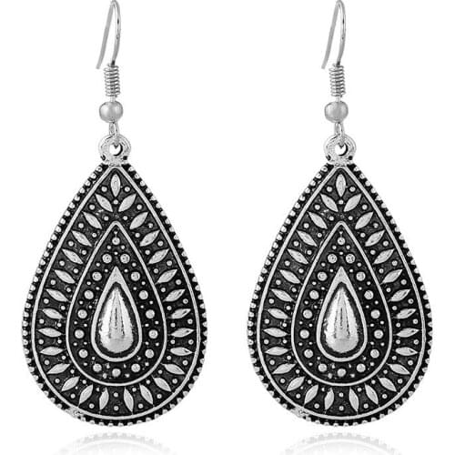 LOVBEAFAS Fashion Boho Drop Long Earrings For Women Jewelry Vintage Carved Ethnic Earrings Power Bohemian Drop Earrings