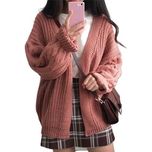 2020 Herfst Winter Vrouwen Vest Warme Gebreide Long Sleeve Twisted Knitted Coat Open Front Sweater Plus size Cardigan femme