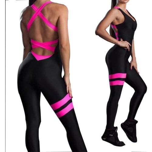 Women Yoga Jumpsuit Workout Clothes One Piece Pants Sexy Backless Tracksuit Mujer Fitness Running Gym Sport Set Female New E16