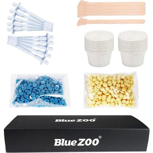 1Set Eyebrows Ears Lips Facial Nose Hair Remover Wax with 2pcs 70g Hard Wax Beads 5 Pcs Spatulas for Face Wax Hair Removal Beads