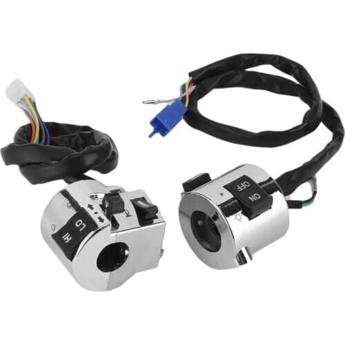 1 Pair 25mm Chrome Motorcycle Motorbike Handlebar Switch Turn Signal Headlight Horn Switch Control Button Universal
