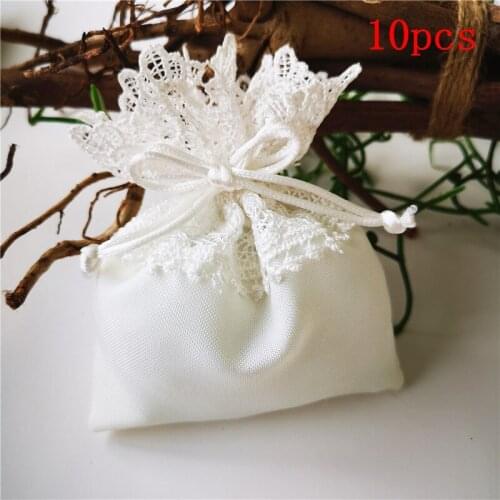 10pcs Lace Candy Bag High End Souvenir Gift Box Wedding Party Goodie Packing Favors Pouches Exquisite Stretchable Jewelry Pocket