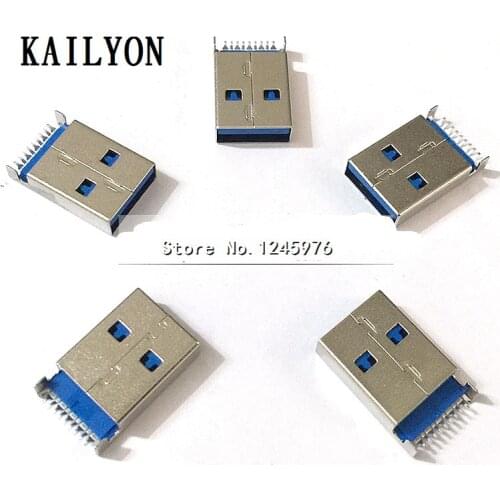100pcs USBA 3.0U disk plug heavy plate 180 degrees short foot patch needle new USB3.0 plug