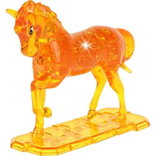 3D Crystal Horse Puzzle Assembled Jigsaw Game DIY Animal Building Blocks Educational Toys for Kids Home Decoration Gift 2 Colors
