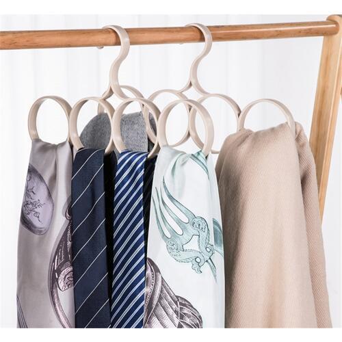 4 Loop Ring Scarf Shawl Scarves Holder Tie Belt Hook Organizer Clothes Hanger Wardrobe Storage Holder Display Rack for Bedroom