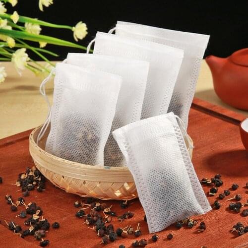 50/100pcs Non-woven Tea Bags Reusable Empty Scented Drawstring Pouch Seal Filter Cook Herb Spice Pouch Home Storage Bags