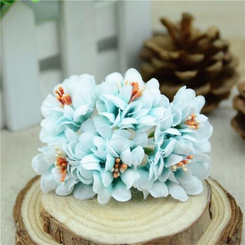 60pcs Mini Silk Gradient Stamen Artificial Flower Bouquet For Wedding Decoration DIY Gift Wreath Craft Scrapbooking Fake Flower