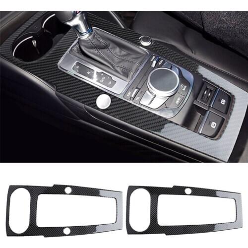 Car Styling Carbon Fiber Center Console Gear Shift Panel Frame Cover For Audi A3 2014 2015 2016 2017 2018 2019 LHD