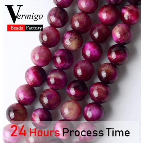 Natural Gem Stone Rose Red Tiger Eye Round Beads For Jewelry Making 6/8/10mm Spacer Loose Beads For Bracelets 15‘’Strand