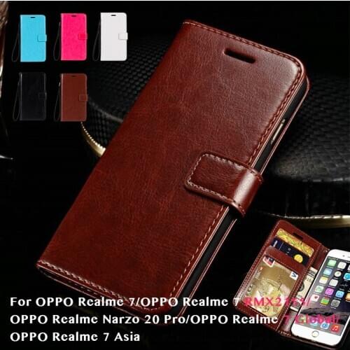 PU Leather Flip Case For OPPO Realme 7 RMX2155 7 Global 7 Asia Case Wallet Cover For OPPO Realme Narzo 20 Pro Business Case