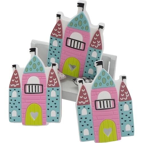 Chenkai 5PCS BPA Free DIY Silicone Castle Teether Chewable Pendant Nursing Teething Necklace Baby Pacifier Dummy Gfit Teether