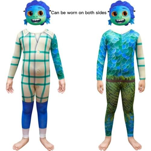 2021 Childrens Halloween Costume Summer Friends Sunny Day Cosplay Luca Big Kids Costume Carnival Performance One-piece Suit
