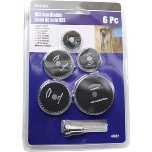6pcs 22-44mm Black Mini HSS Circular Saw Blade Jig Saw Rotary Tool for Dremel Metal Cutter Power Tool Set Wood Cutting Discs