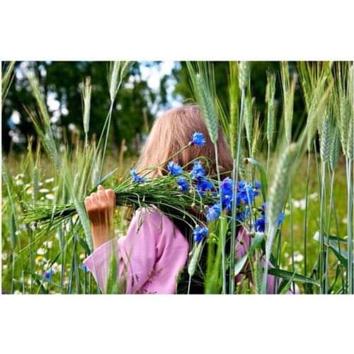 Diy Diamond Painting Beauty Diamond Mosaic Square Rhinestones Grass Collect Flower Girl Full Cross Stitch Kit Diamond Embroidery