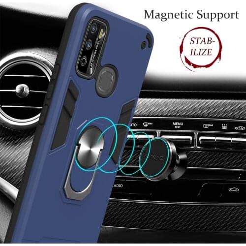 For Infinix Hot 9 Play X680 Smart 4 X653 Armor Shockproof Case Magnetic Ring Stand Hard PC Back Cover for Infinix Note 7 Lite