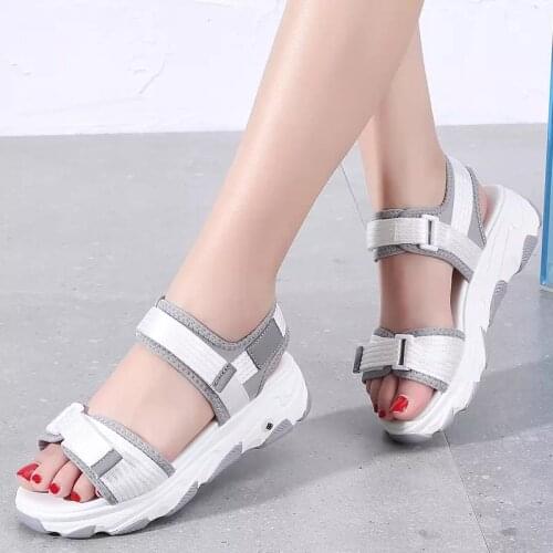 Womens sandals slope heel sandals muffin versatile student high heel sandals flat bottomed beach sandals