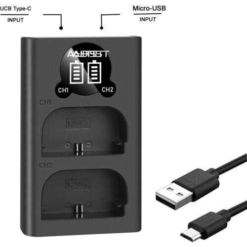 LP-E6 LP-E6N LED Dual Battery Charger For Canon EOS R 90D 80D 70D 60D EOS 5D Mark II III IV EOS 6D 7D Mark II XC10 XC15 Camera