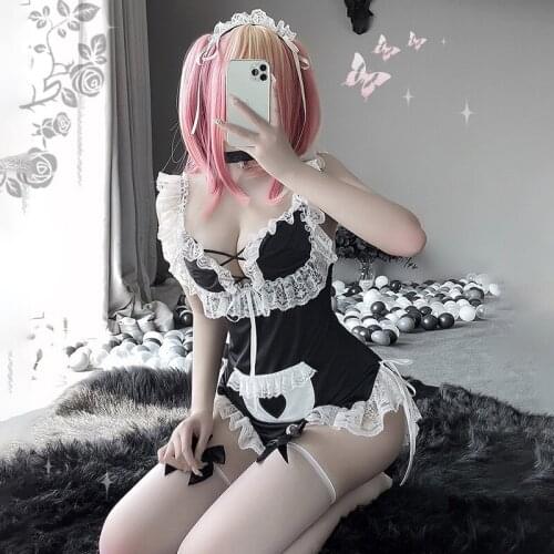 Exotic Adult Erotic Lingerie Sexy Lace Lace-up Nightdress Japanese Anime Cosplay Alternative Costume Lolita Maid Uniform