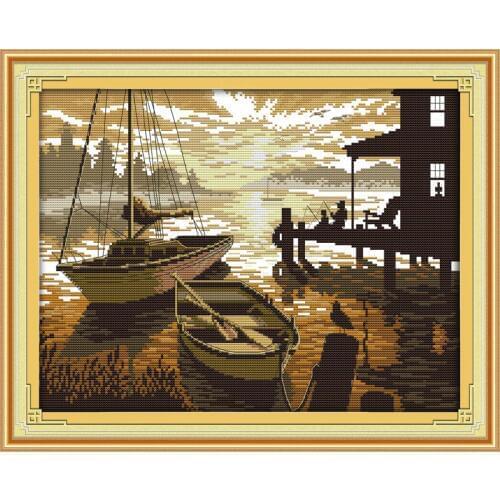 Everlasting Love Christmas The Sunset Scenery Ecological Cotton Cross Stitch Stamped 11CT And 14CT Printed New Store Promotions