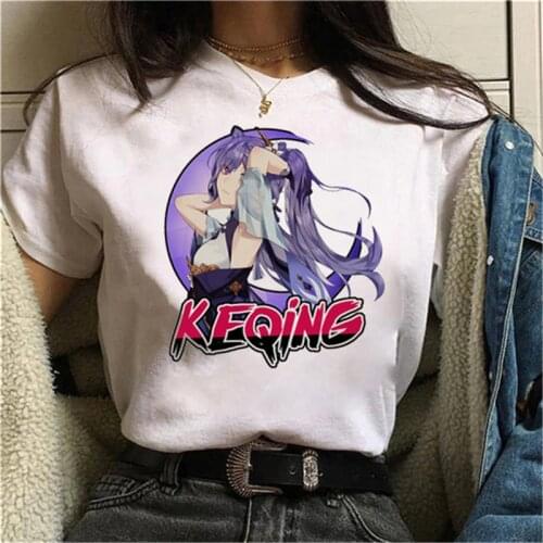 Women Kawaii Cartoon Harajuku Tshirt New Game Genshin Impact T Shirt Keqing Diluc Graphic Tees Japanese Style Streetwear Female