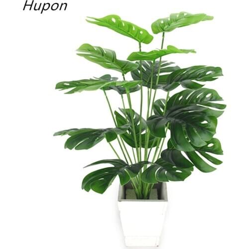 49cm Artificial Plants Green Monstera Leaves Tropical Palm Tree Leaves Home Garden Balcony Decoration Plastic Fake Plant Long