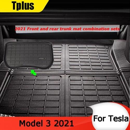 Tplus Trunk Mat Combination For Tesla Model 3 2021 Car Front Trunk Mat Storage Tray Rubber Waterproof Accessories Model Three