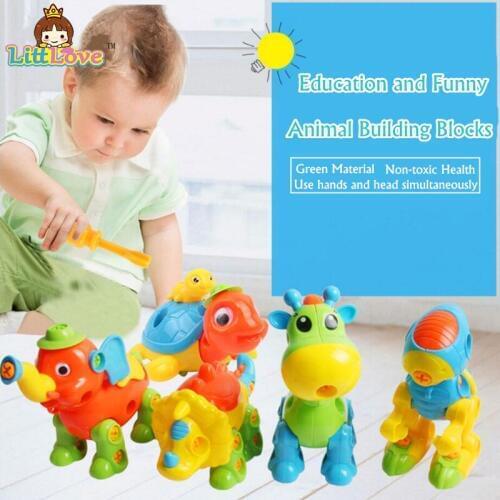 LittLove Kids Animal Puzzle Educational Toys Kids Disassembly Assembly Cartoon Toy Plastic Assembled Design Educational Kid Toys