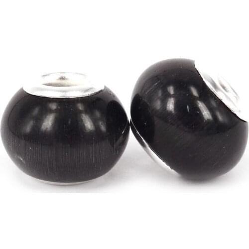 Bestselling 50pcs Black Cat eyes European Big Hole Loose Spacer Glass Beads Accessories Fit Pandora Bracelets Necklace Making