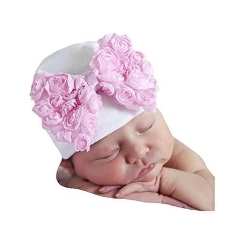 New Baby Hat Baby Big Bow Knit Pullover Childrens Hat Autumn and Winter Cute Tire Hat