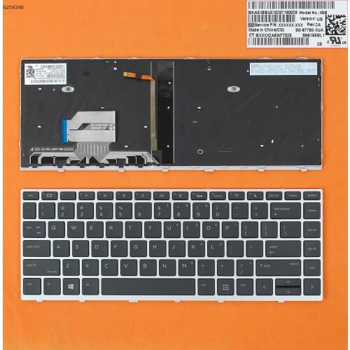 US QWERTY Layout New Replacement Keyboard For HP Probook 430 G5 440 G5 445 G5 Laptop Silver Frame Black Key with Backlit