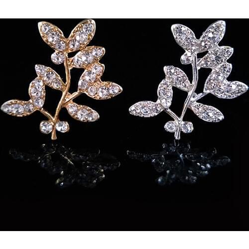 2018New 100Pcs Rhinestones Branch Leaves Button for DIY Bridal Hair Accessories and Wedding Clothes Decoration HZ454