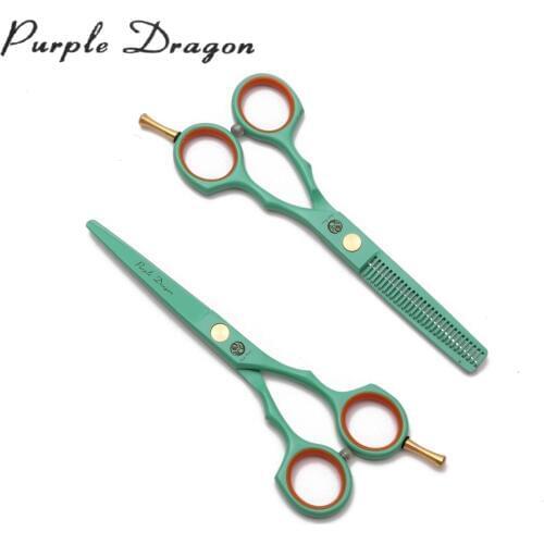 5.5" 16cm Purple Dragon Green Color Hairdressing Scissors Cutting Scissor Thinning Shears Professional Human Hair Scissors Z1104