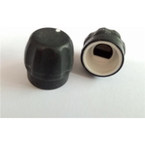 Original new 100% rubber potentiometer knob cap 15MMx15MM hole 6mm 180 degree black white dot