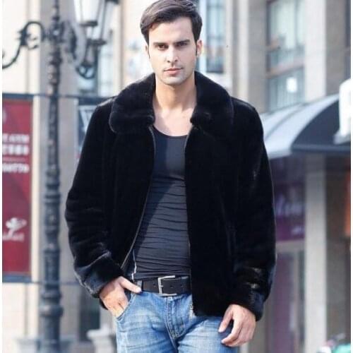 Autumn faux mink fur leather jacket mens european winter thicken warm fur leather coat men loose jackets fashion B180