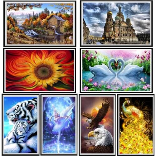 Pintura redonda de diamante 5D DIY Kit de punto de cruz patrón de mosaico pinturas decorativas para hogar recién llegados