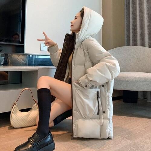 Down jacket female new winter coat bat sleeve loose long cotton-padded clothes take XueShengChao thickening of bread
