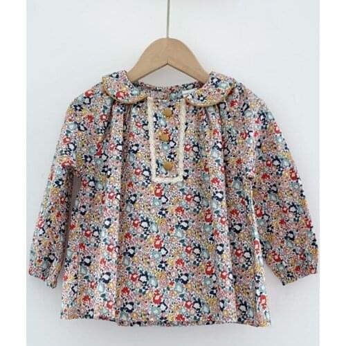 Spring Autumn Kids Baby Girls Doll Collar Printing Shirt For Girls Shirt Kids Baby Girl Shirt Girls Childrens Clothes Shirt