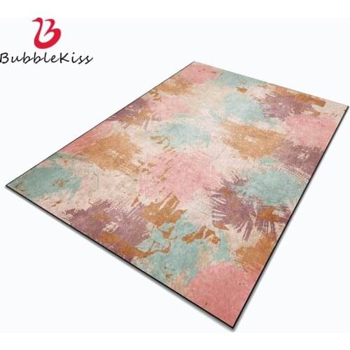 Bubble Kiss Modern Green Leaf Pattern Carpet Non-Slip Home Gradient Design Kids Room Decor Area Rug Bedside Customized Floor Mat