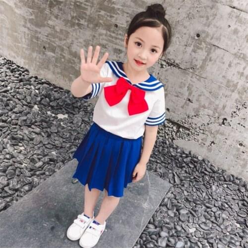 Student Girls Uniform Tracksuit Set Bow Baby Back To School Outfit Boys Clothing Set Summer Kids Uniform Set 2 4 5 6 7 8 9 Year