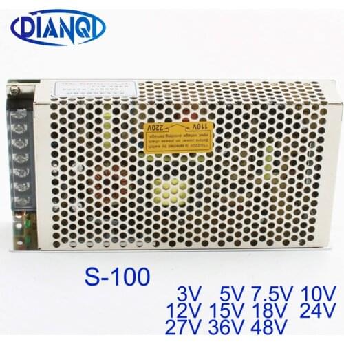 Led power supply switch S-100W 3V 5V 7.5V 10V 12V 15V 18V 24V 27V 36V 48V ac dc converter variable dc voltage regulator S-100-3