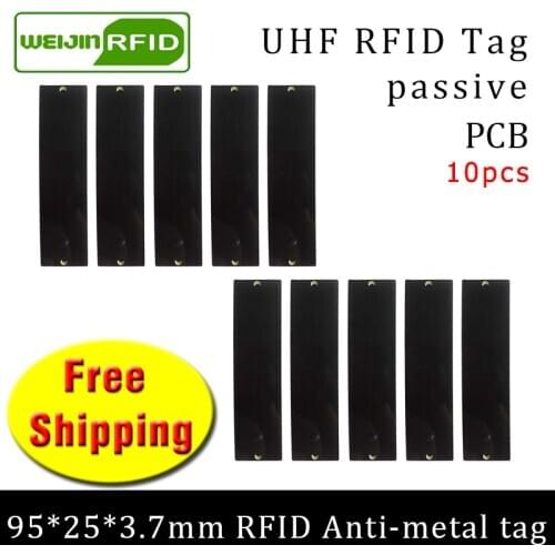 UHF RFID anti metal tag 915mhz 868mhz Alien Higgs3 EPC 10pcs free shipping 95*25*3.7mm long-distance PCB passive RFID tags
