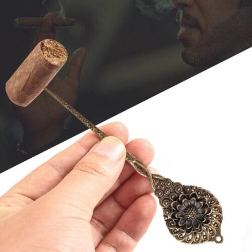 Vintage Bronze Cigar Needle Smoker Portable Dredge Drilled Copper Cutter Perfect Cigar Draw Travel Smoking Accessory 1pc