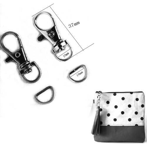 10mm Snap hook with d ring holder keychain in Silver ,Gold ,Gunmetal and Bronze